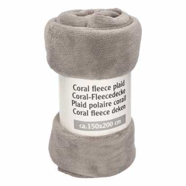10x stuks betongrijze fleece deken 150 x 200 cm