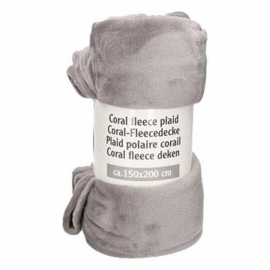 Donkergrijze fleece deken 150 x 200 cm