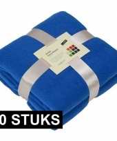 10x fleece dekens plaids kobaltblauw 130 x 170 cm