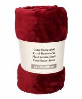 2x donker wijn rode fleece dekens 150 x 200 cm