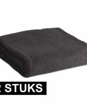 2x fleece dekens plaids zwart 120 x 150 cm