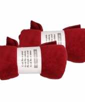 6x wijn rode fleece deken 150 x 200 cm