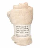 Beige gemeleerde fleece deken 150 x 200 cm