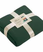 Fleece deken plaid donkergroen 130 x 170 cm