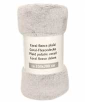 Grijs bruin fleece deken 150 x 200 cm