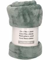 Groengrijze fleece deken 150 x 200 cm