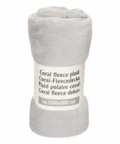 Middengrijze fleece deken 150 x 200 cm