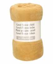 Mosterdgele fleece deken 150 x 200 cm